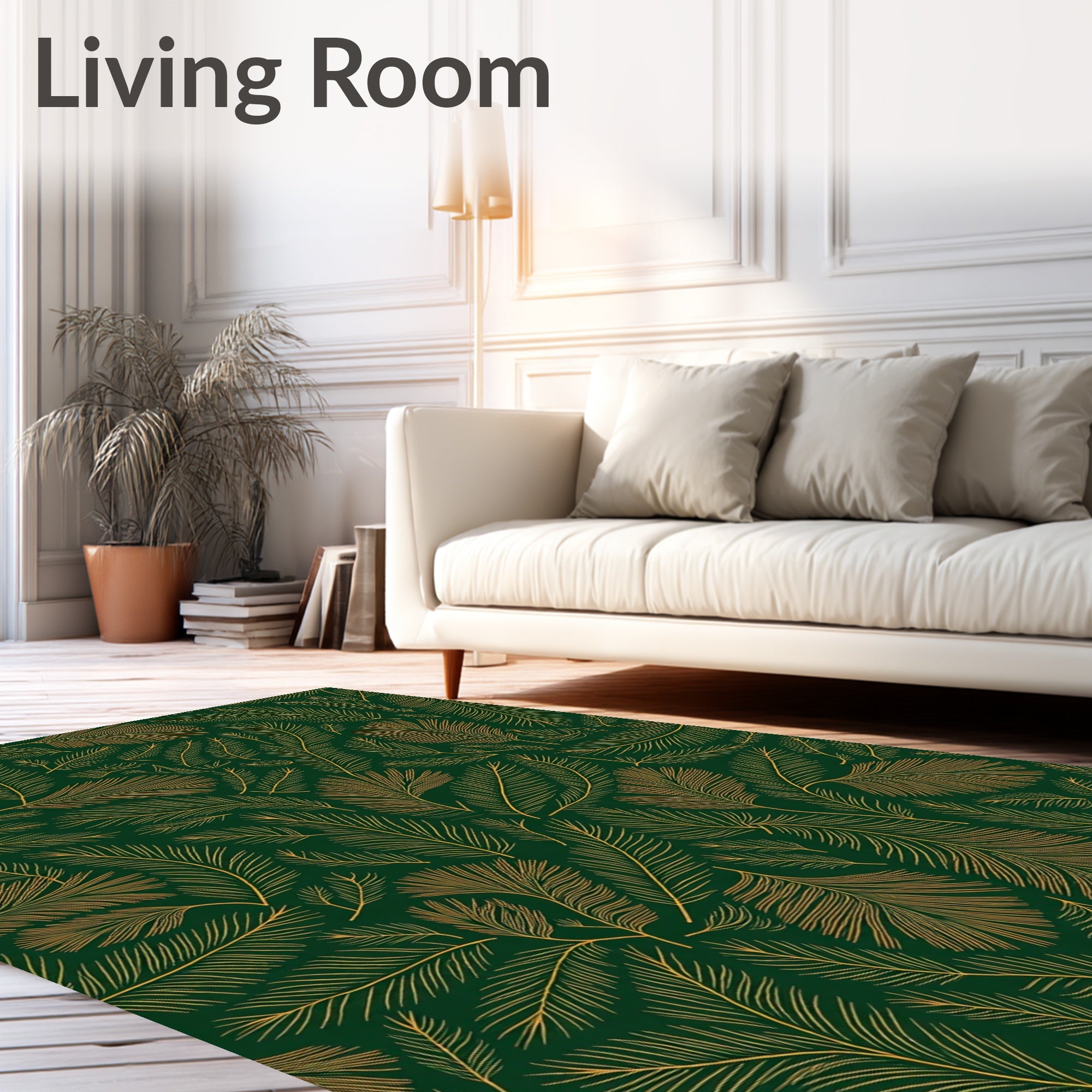 Elegant Feather Pattern Design Rug