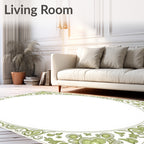 Ornate Floral Scroll Olive Border Rug