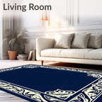 Ornate Floral Inlay Border Design Rug