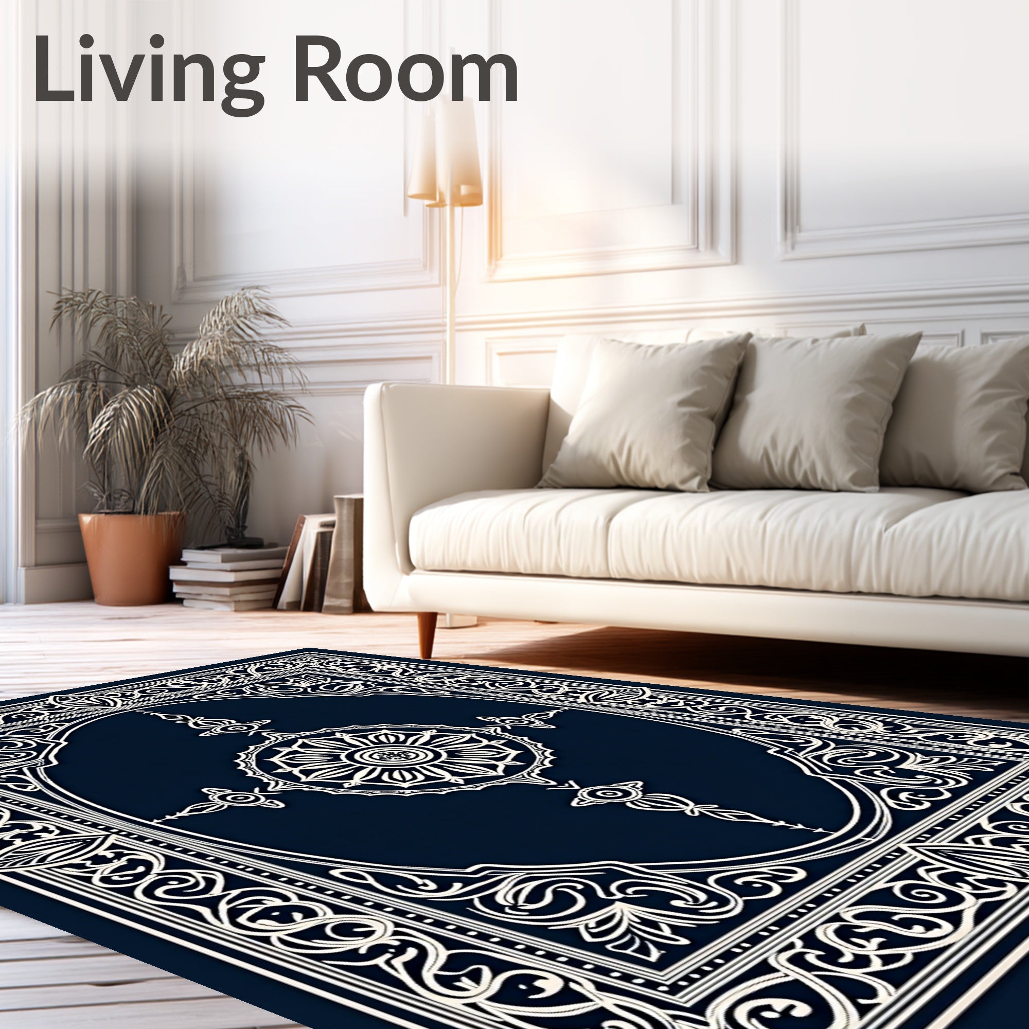 Ornate Floral Emblem Mandala Design Rug