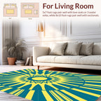 Radiant Sunburst Geometric Teal Yellow Rug