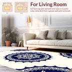 Indigo Cream Mandala Design Rug