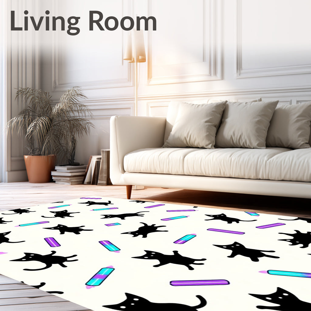 Playful Black Cats 2 Marker Pattern Rug