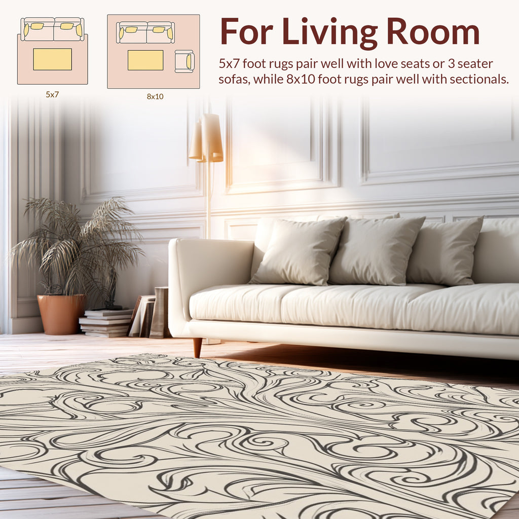 Antique Floral Scroll Pattern Rug