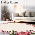 Pink Floral Botanical Square Rug