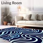 Navy Blue Swirl Pattern Rug