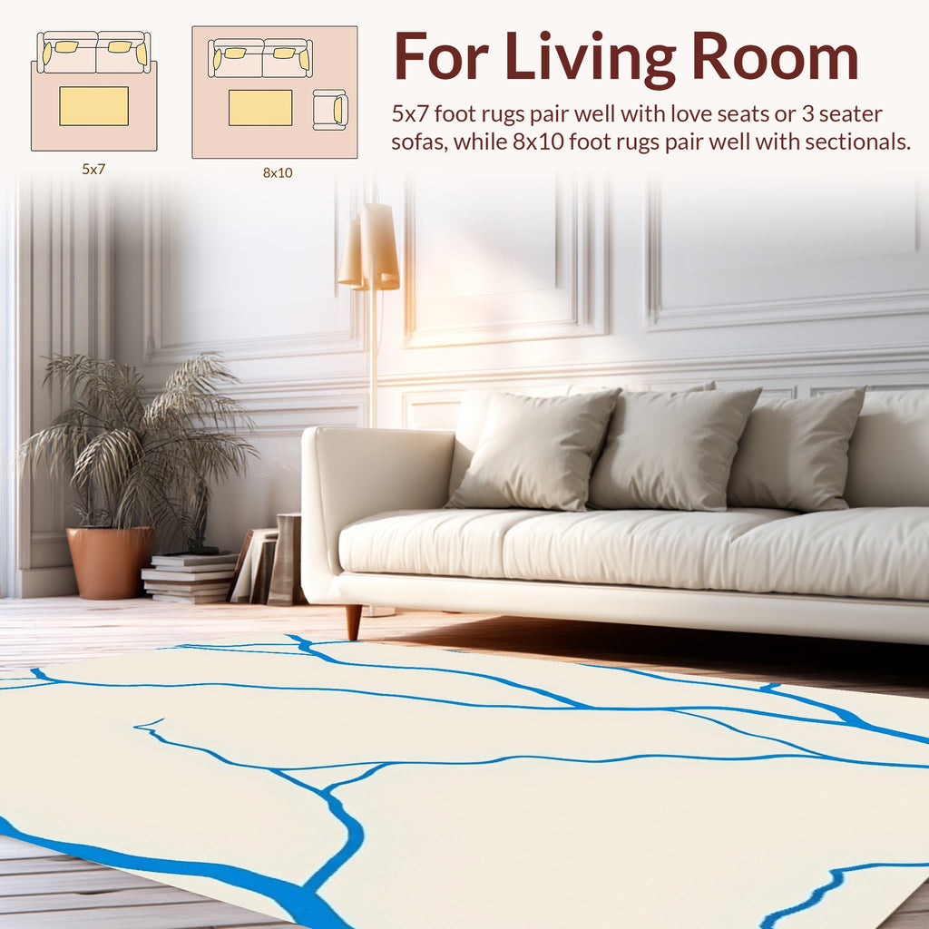 Abstract Blue Vein Pattern Area Rug
