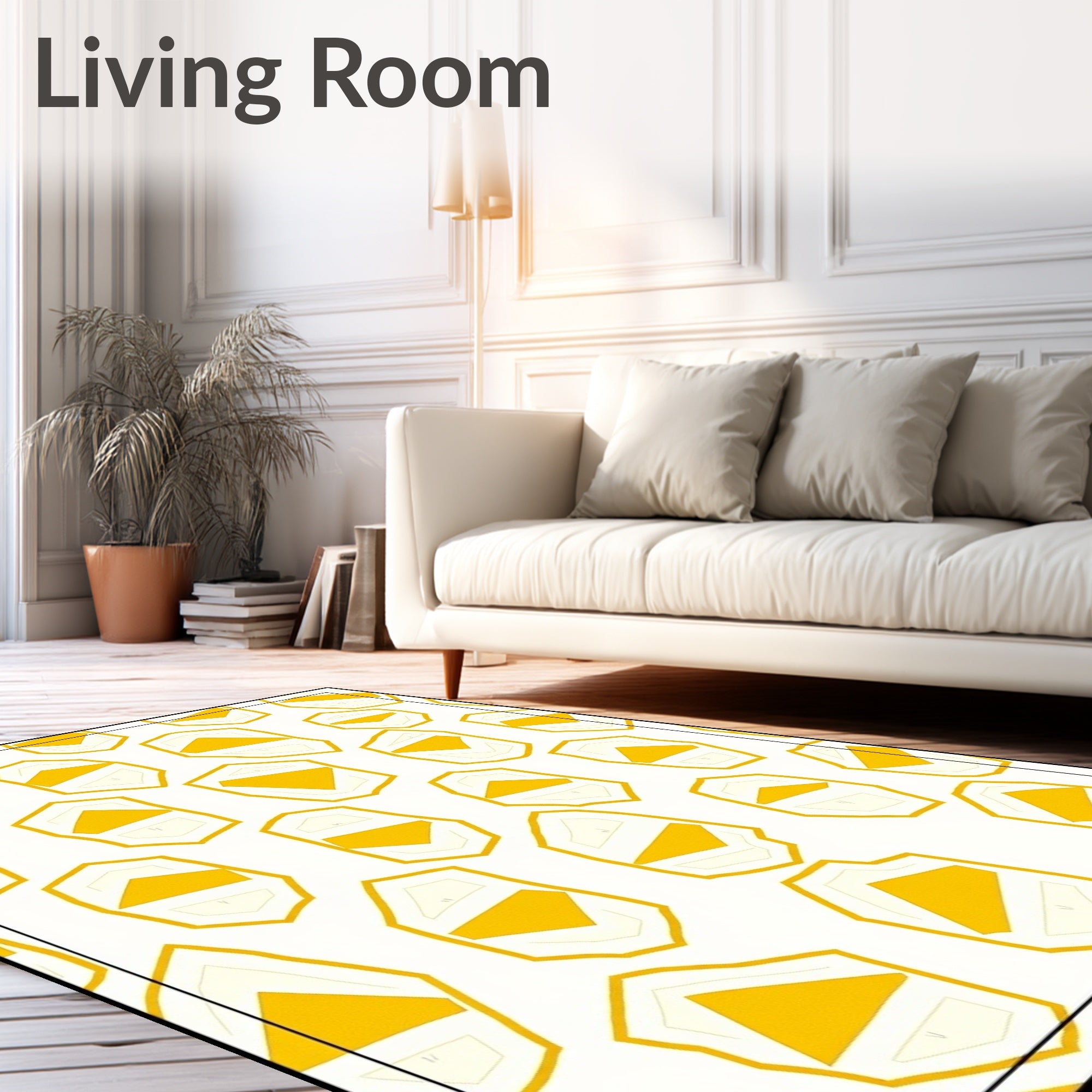 Yellow Abstract Polygon Pattern Design Rug
