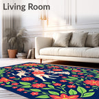 Floral Cat Family Vibrant Tapestry Rug