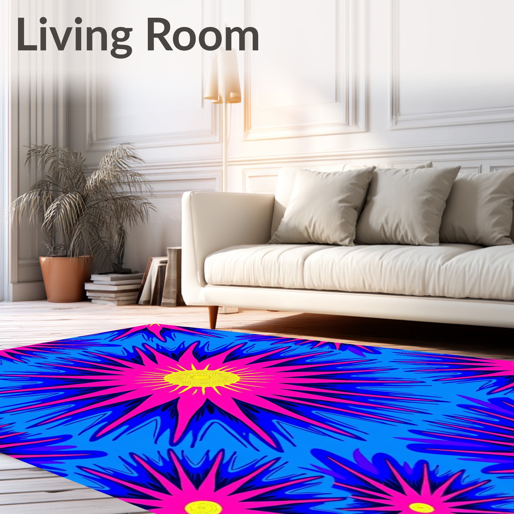 Vibrant Starburst Floral Pattern Rug