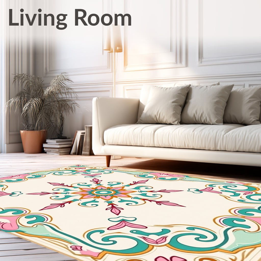 Vintage Floral Swirl Medallion Rug