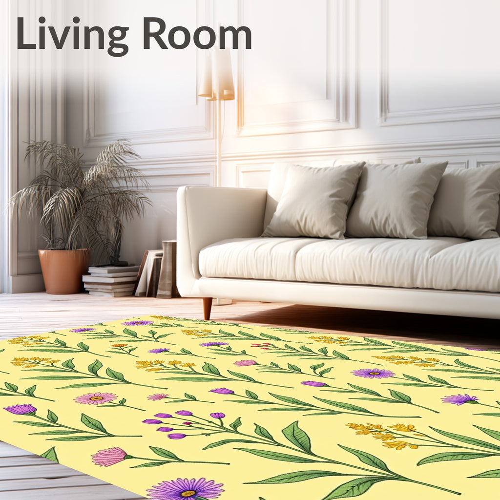 Delicate Floral Branch Pattern Design Rug