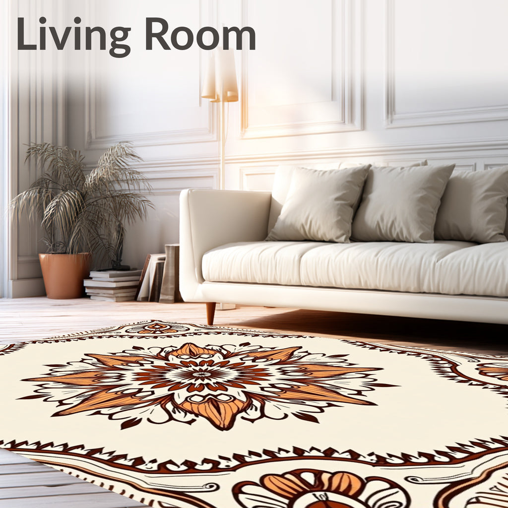 Ornate Mandala Inspired Floral Design Rug