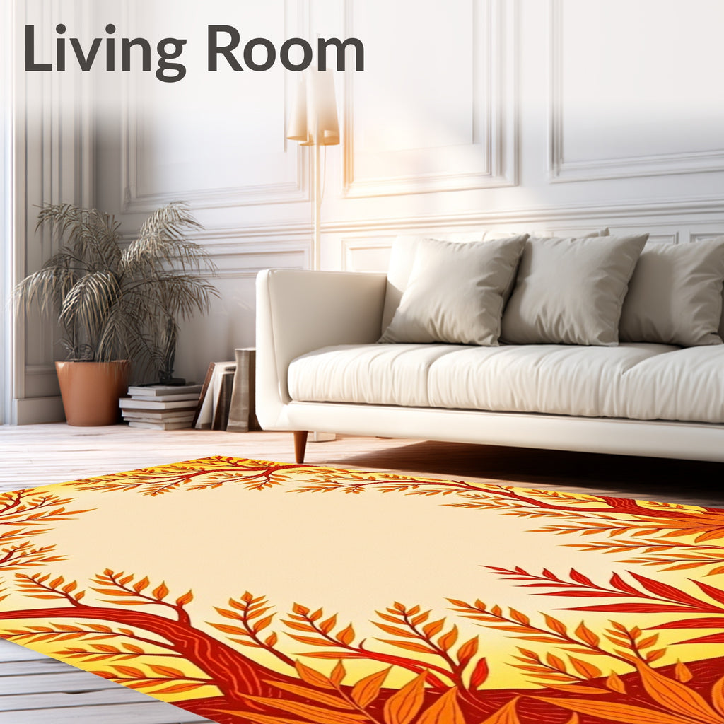 Autumn Tree Canopy Border Design Rug