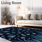 Hand Drawn Sketchy Butterflies and Flowers Rug