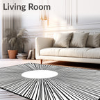Radial Sunburst Line Art Design Rug