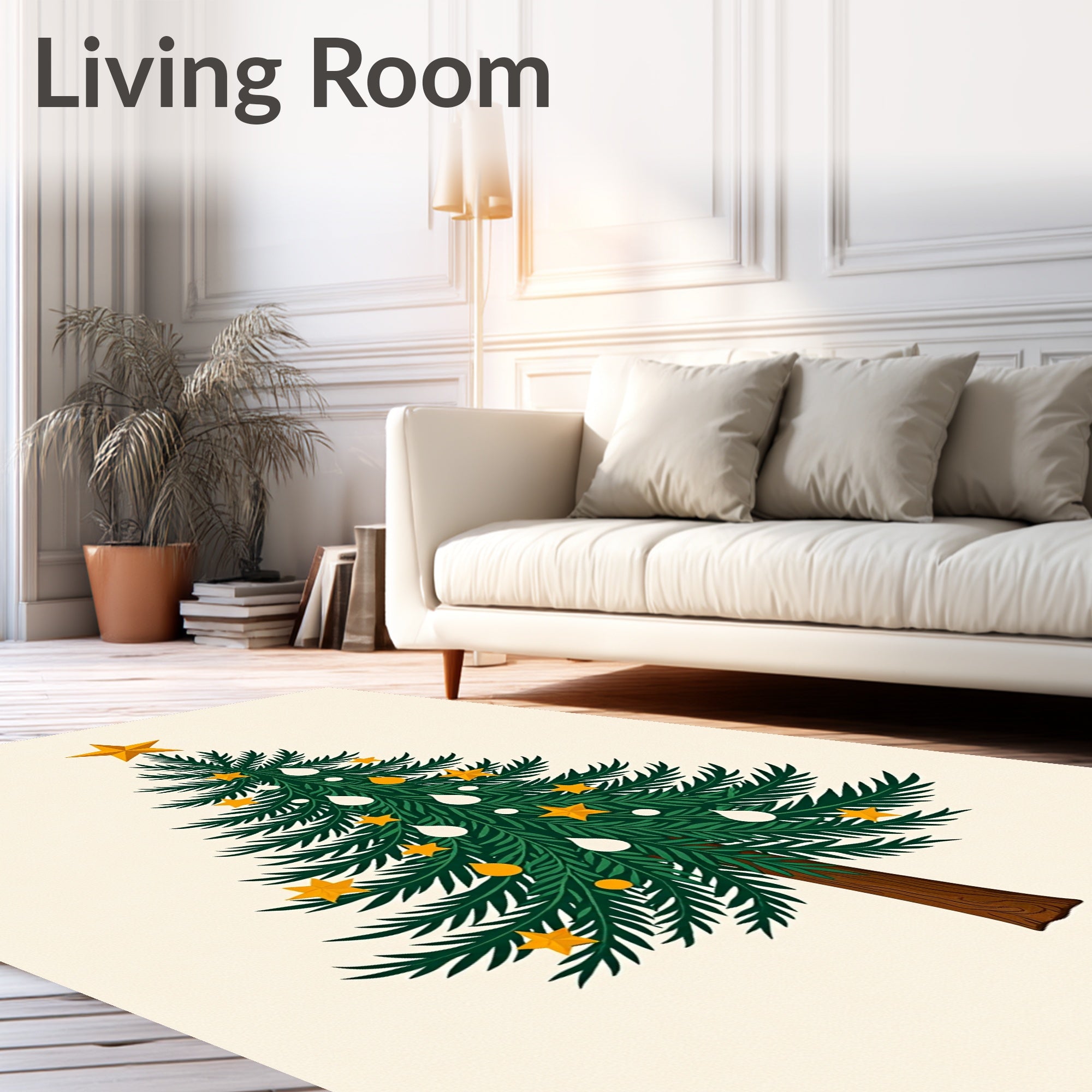 Green Pine Tree With Gold Stars Rug