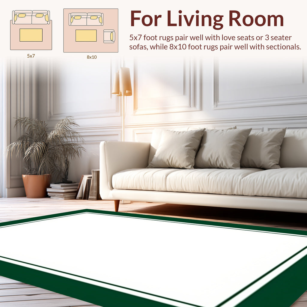 Classic Emerald Green Border Design Rug