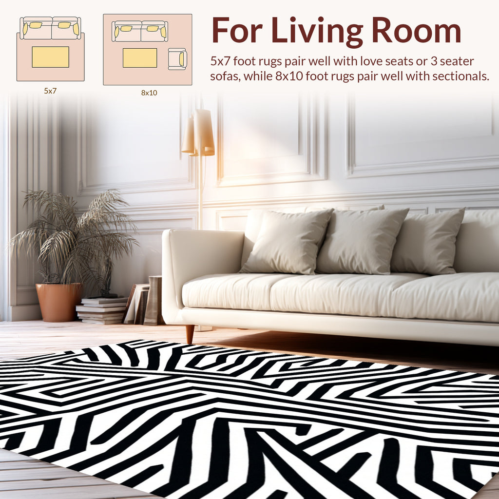 Abstract Geometric Striped Design Rug