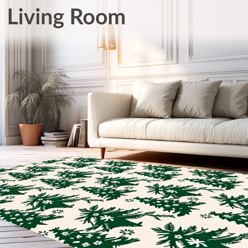 Evergreen Tree Snowflake Pattern Rug
