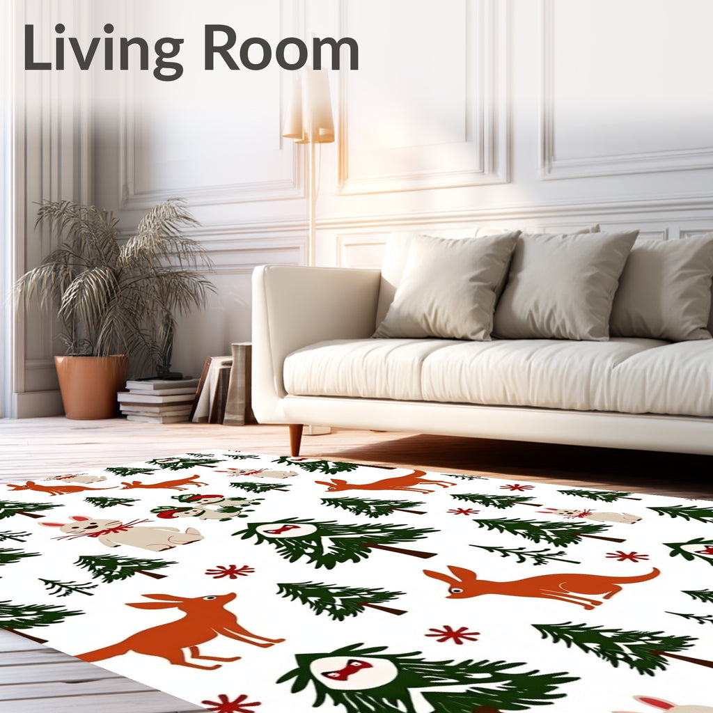 Whimsical Forest Creature Pattern Rug