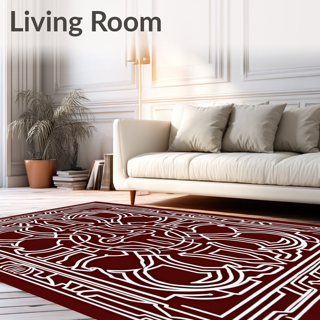 Ornate White Geometric Mandala Rug