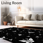 Whimsical White Moth Starry Night Rug