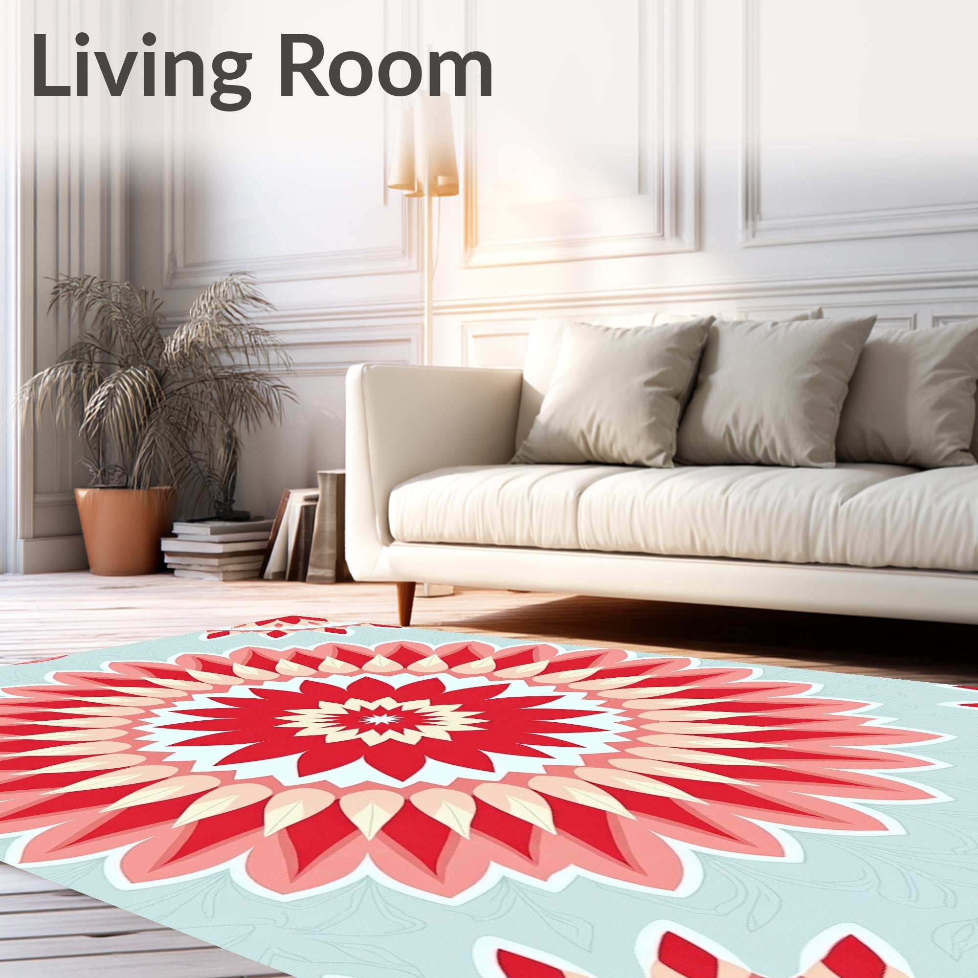 Crimson Petal Symmetry Design Rug