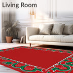 Victorian Floral Red and Green Border Rug