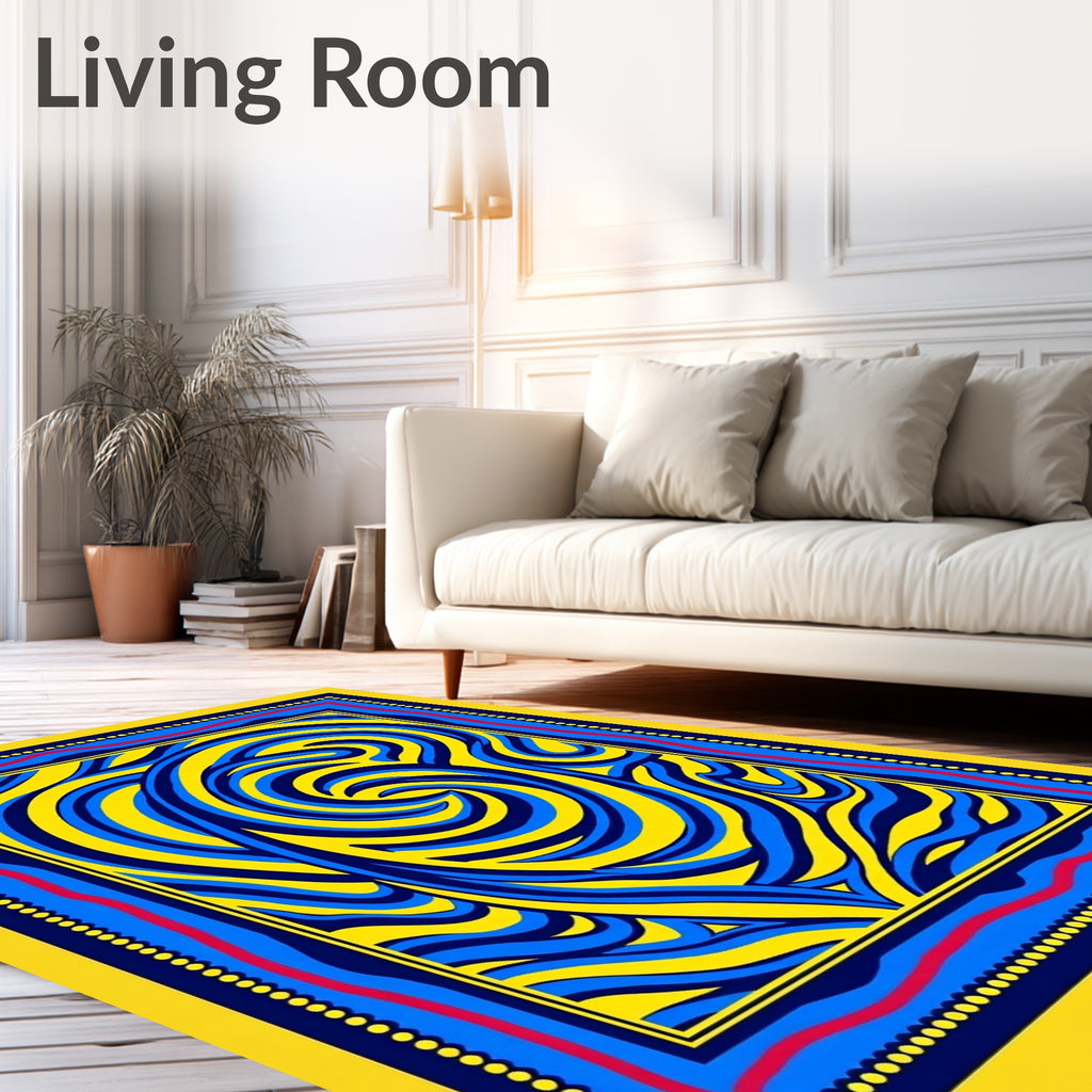 Vivid Abstract Swirl Pattern Design Rug