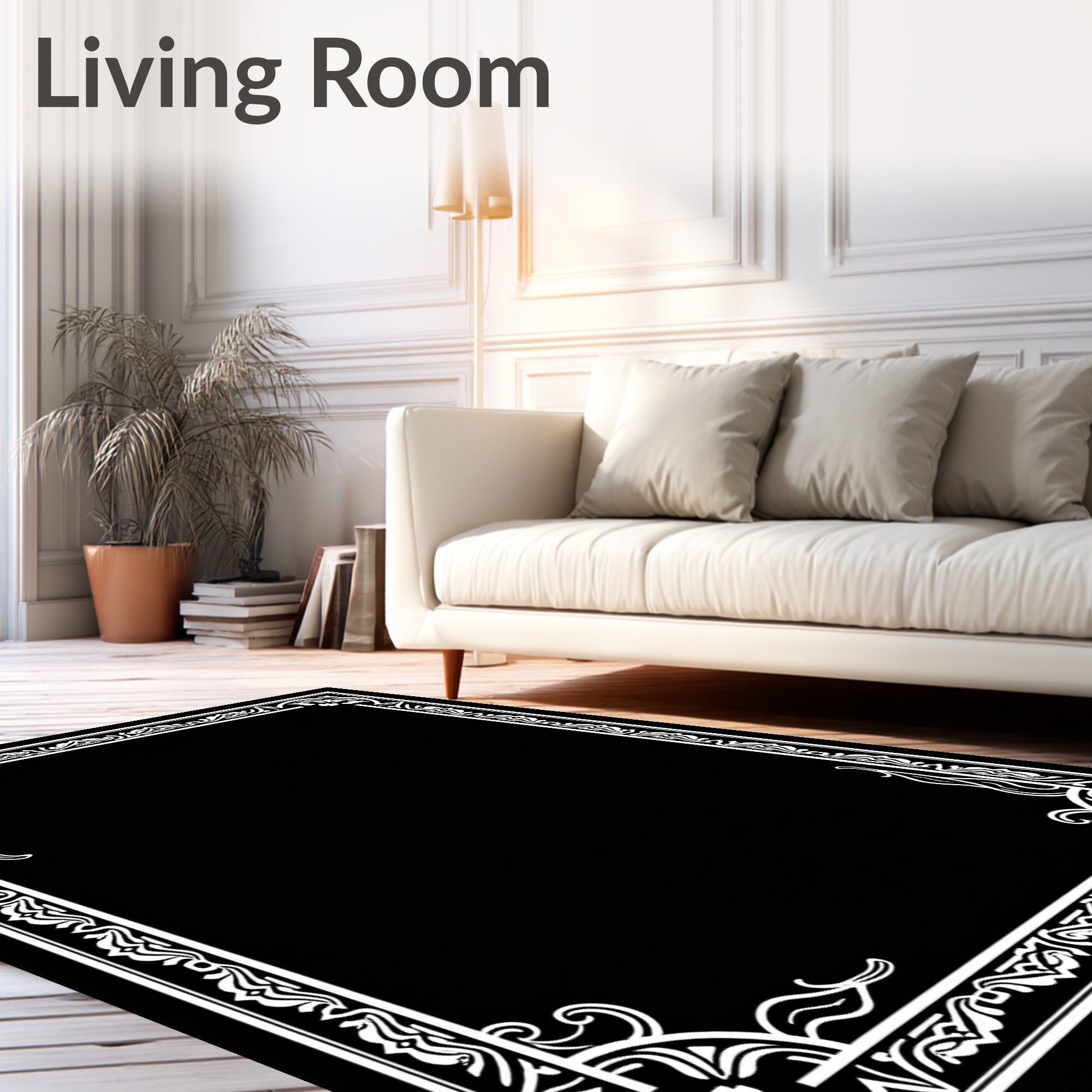 Elegant Floral Border Design Rug