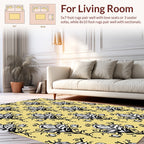 Black White Floral Vine Pattern Rug