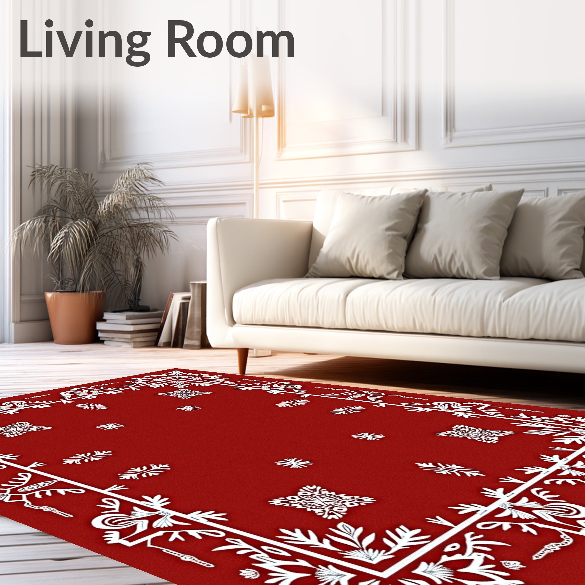 Red Floral Intricate Border Design Rug