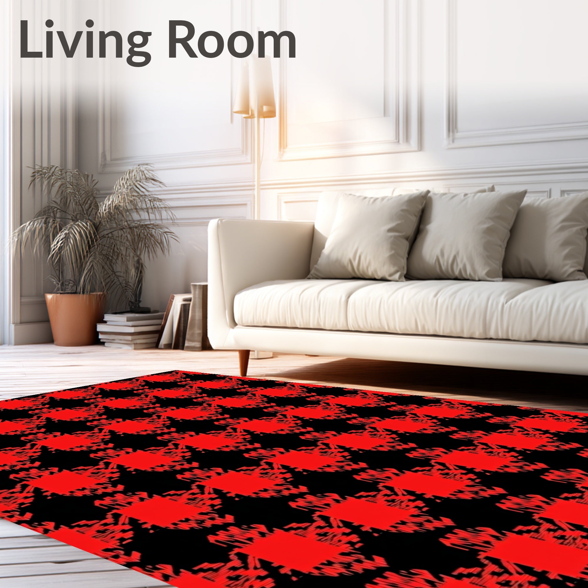 Classic Houndstooth Red Pattern Rug