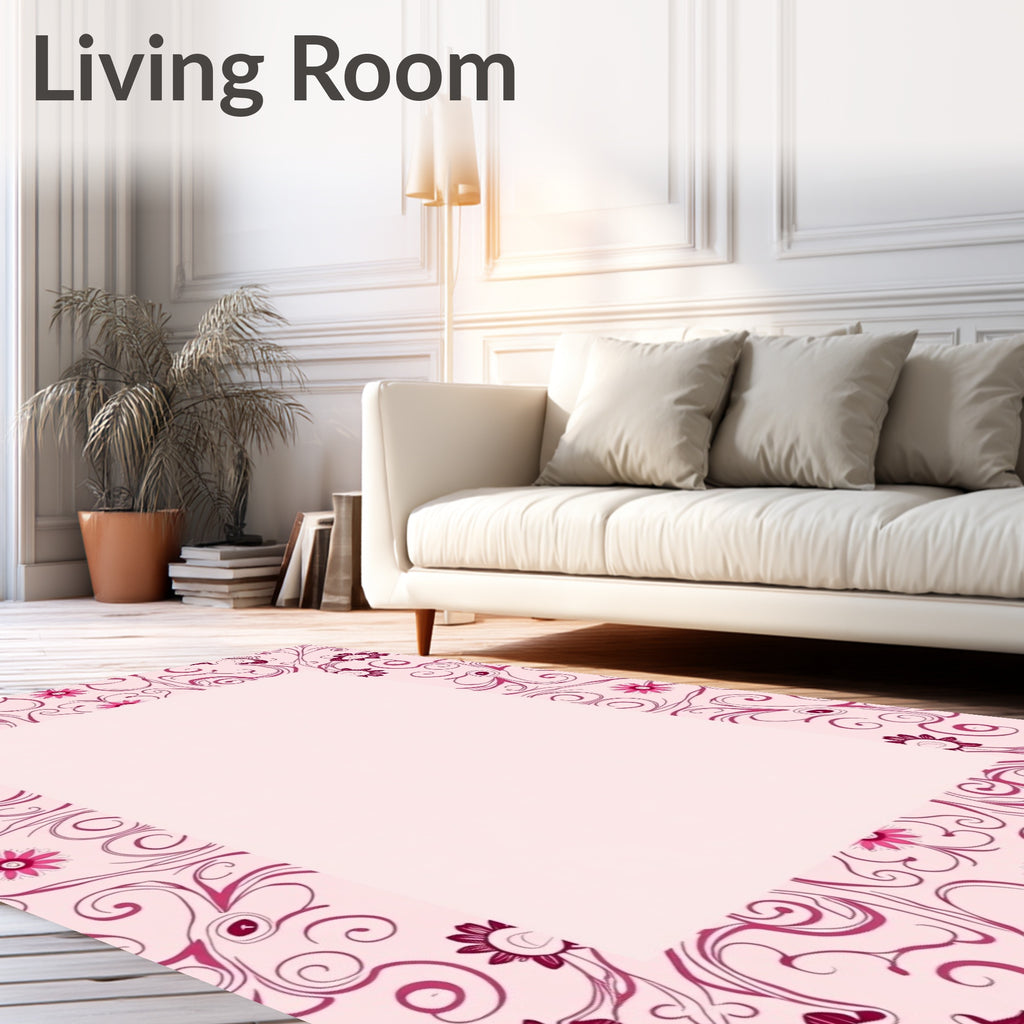Ornate Floral Swirl Design Rug