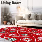 Red Snowflake Lattice Pattern Rug