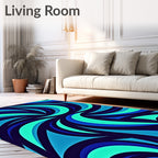 Aqua Blue Swirl Abstract Pattern Rug