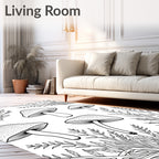 Woodland Mushroom Foliage Pattern Rug