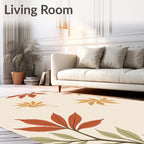 Autumn Leaves Patterned Warm Tones Rug