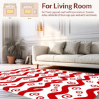 Red Curvy Swirl Pattern Rug