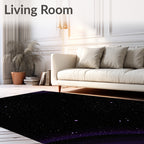 Cosmic Starry Night With Purple Rings Rug