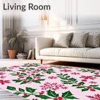 Festive Holly Snowflakes Pattern Rug