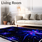Vivid Blue Nebula Starburst Floral Rug