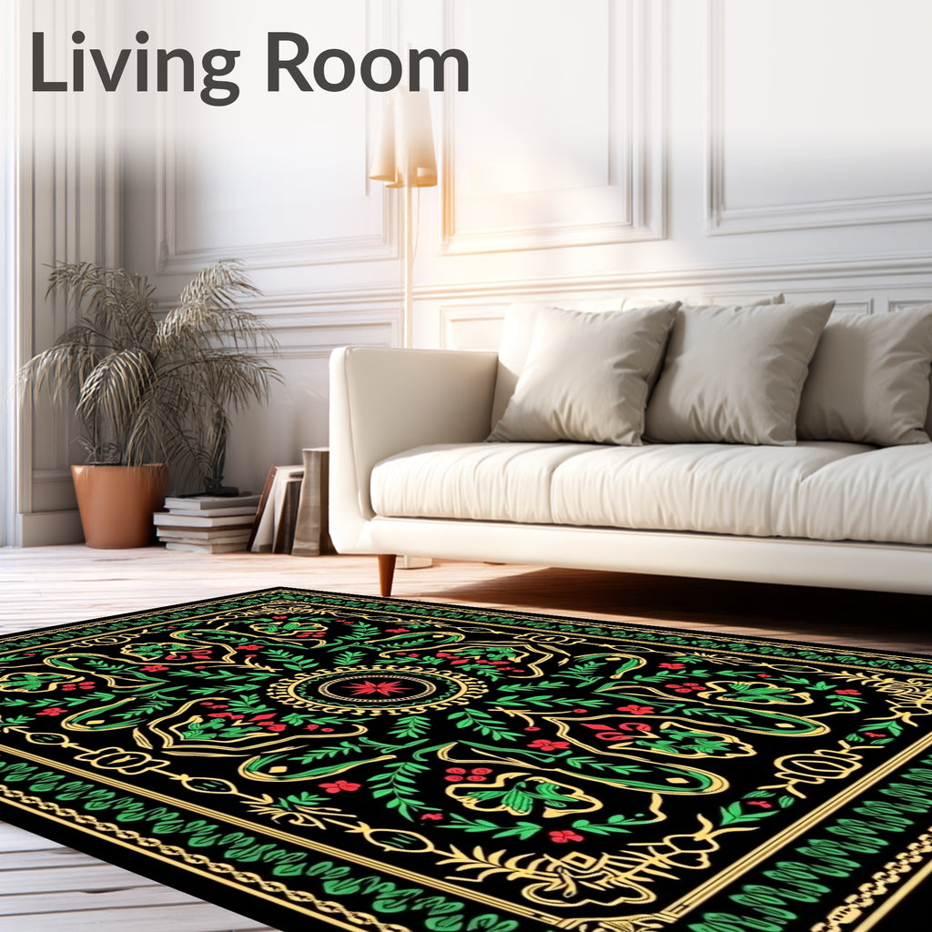 Ornate Crimson Botanical Garden Rug
