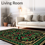 Ornate Crimson Botanical Garden Rug