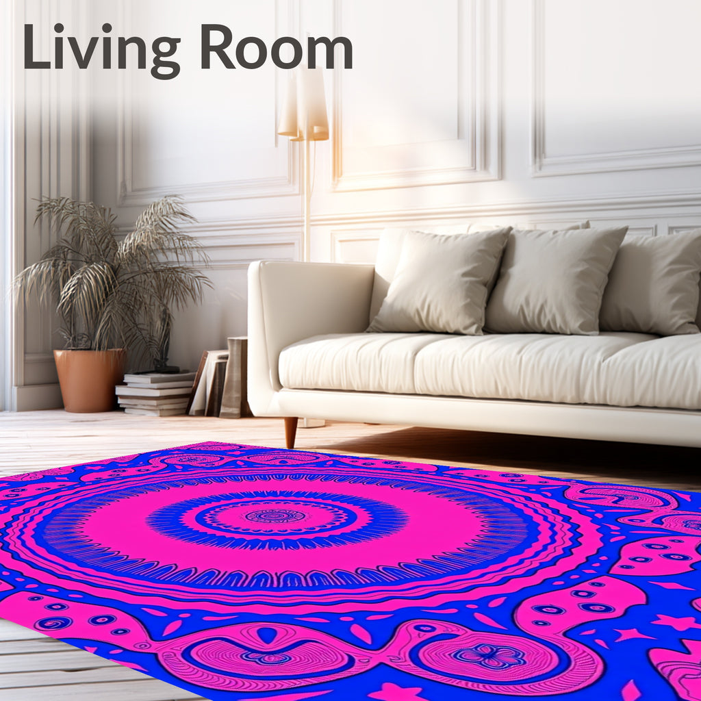 Vibrant Pink Electric Blue Medallion Rug