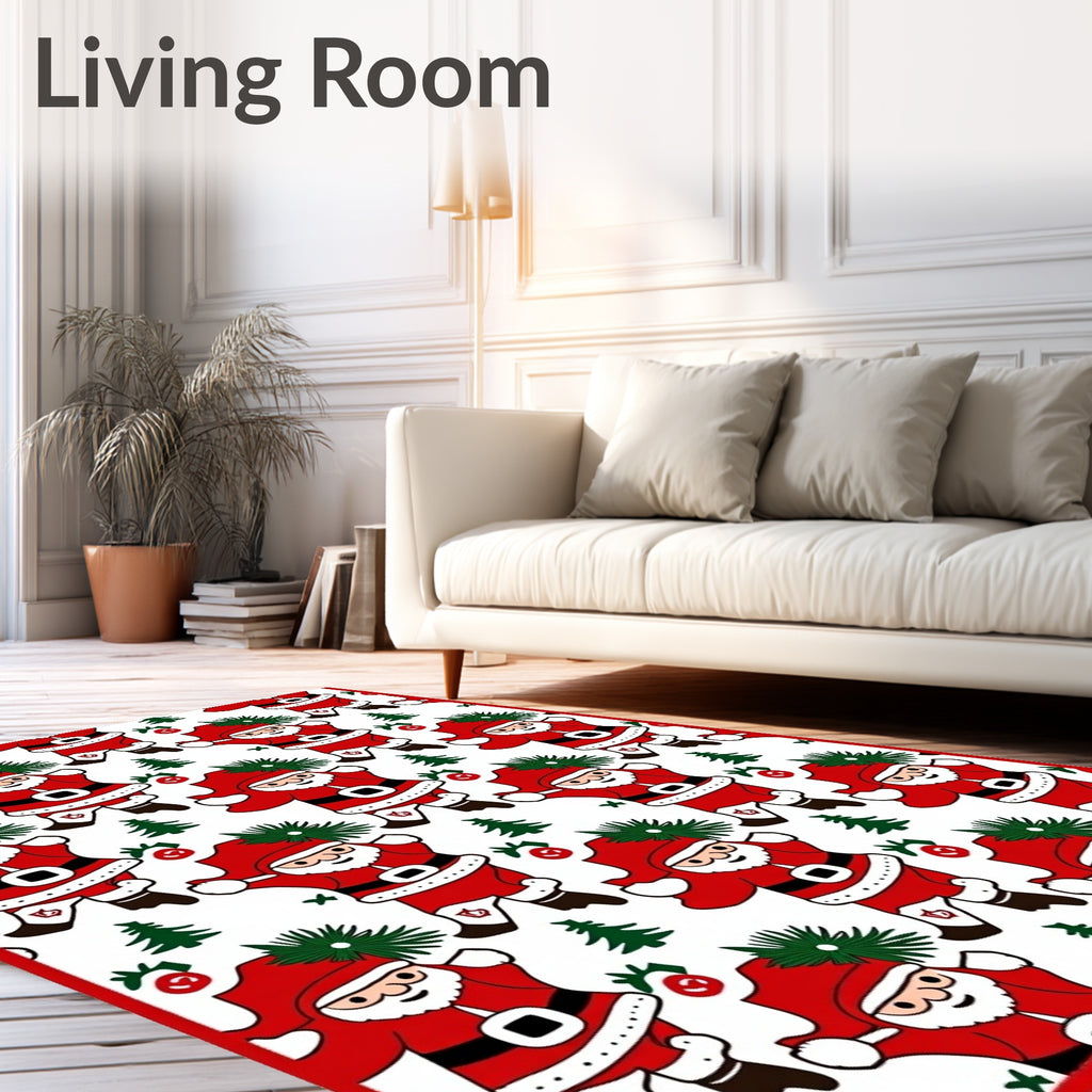 Jolly Santa Claus Christmas Trees Rug