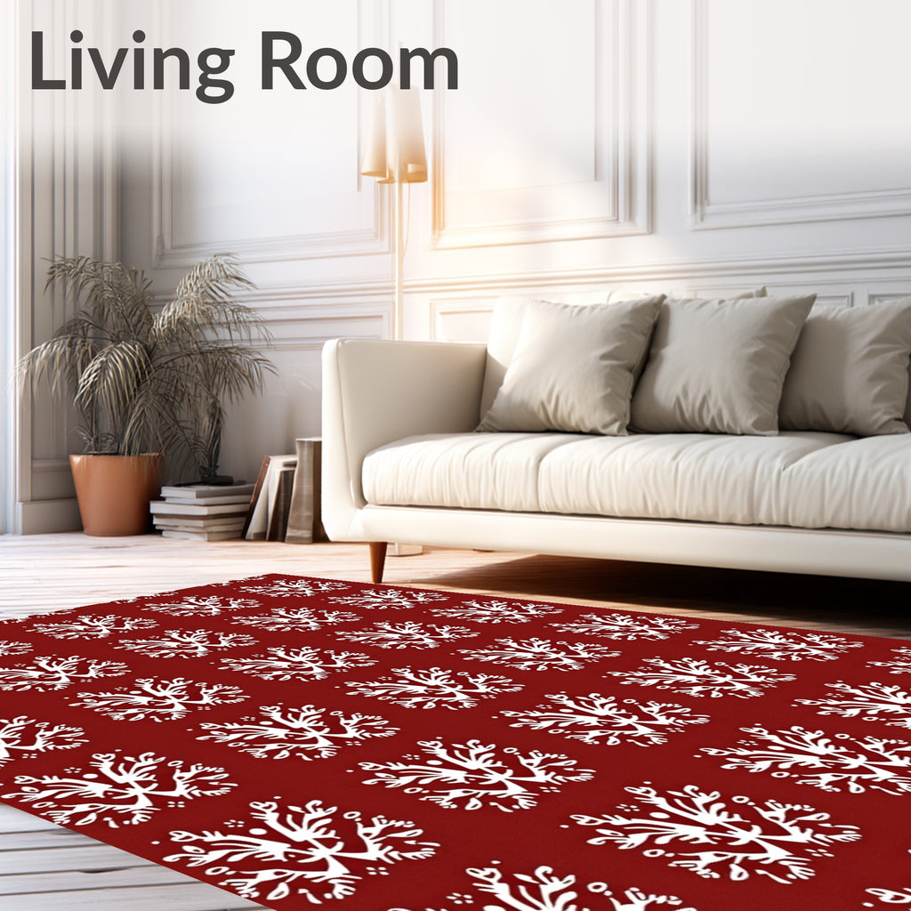 White Floral Medallion Patterned Rug