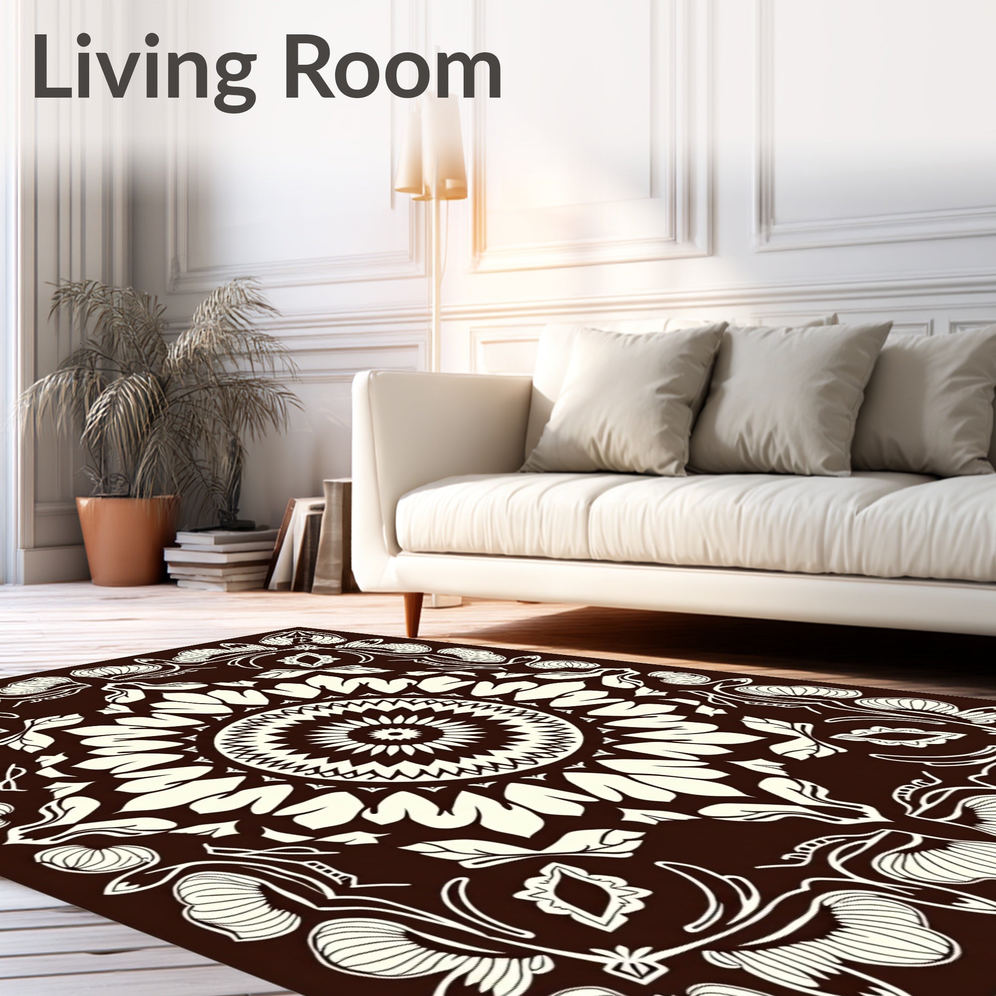 Intricate Floral Mandala Pattern Rug