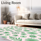 Green Floral Botanical Pattern Rug